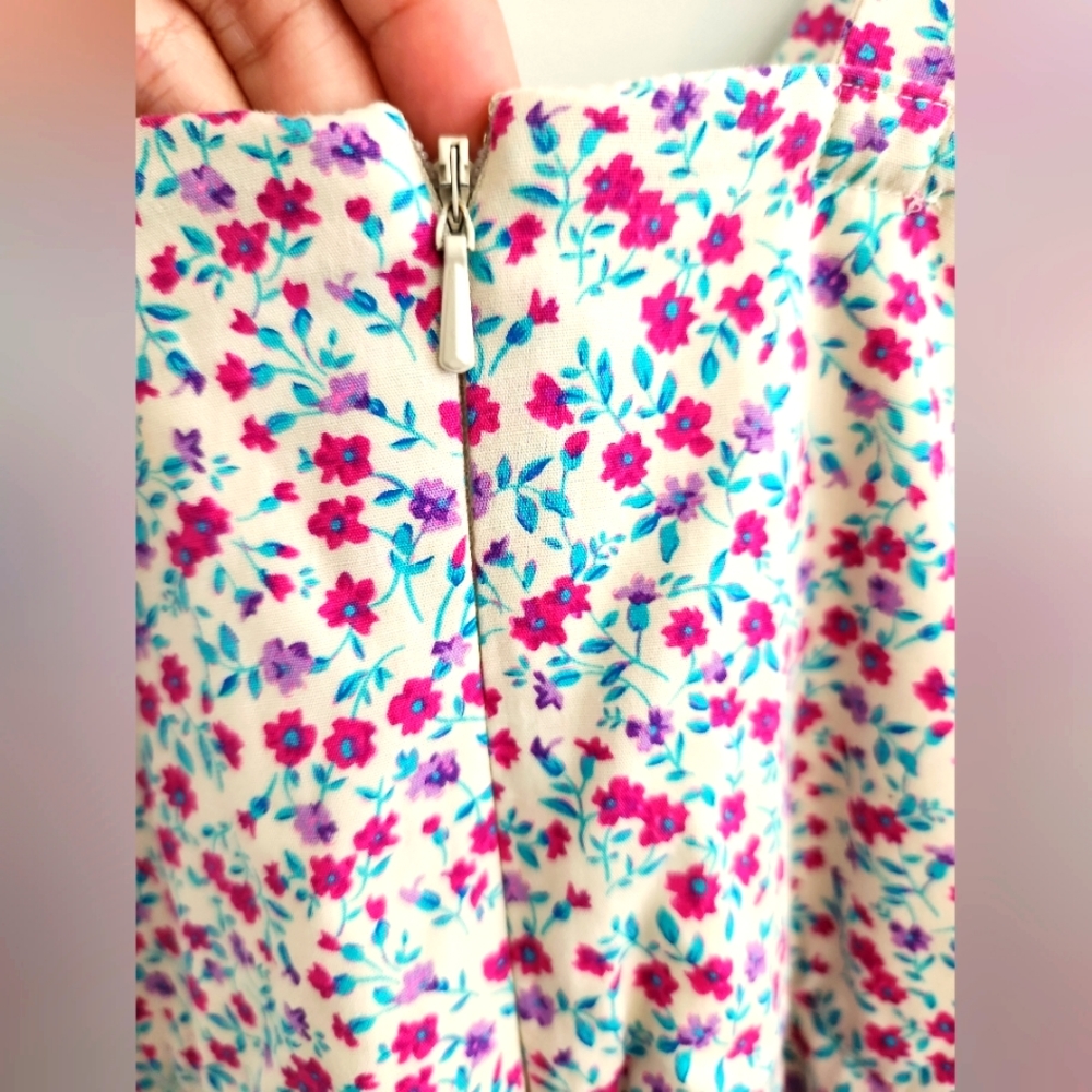 FOREVER NEW Vintage Women Playsuit Size 6 Pink Floral Sleeveless Zip Pockets - Picture 6 of 11
